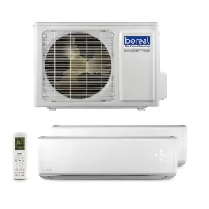 Boreal BRISA 18,000 BTU 1.5 Tons Dual Zone Wall Mount Ductless Mini Split System (9k, 9k) 230V