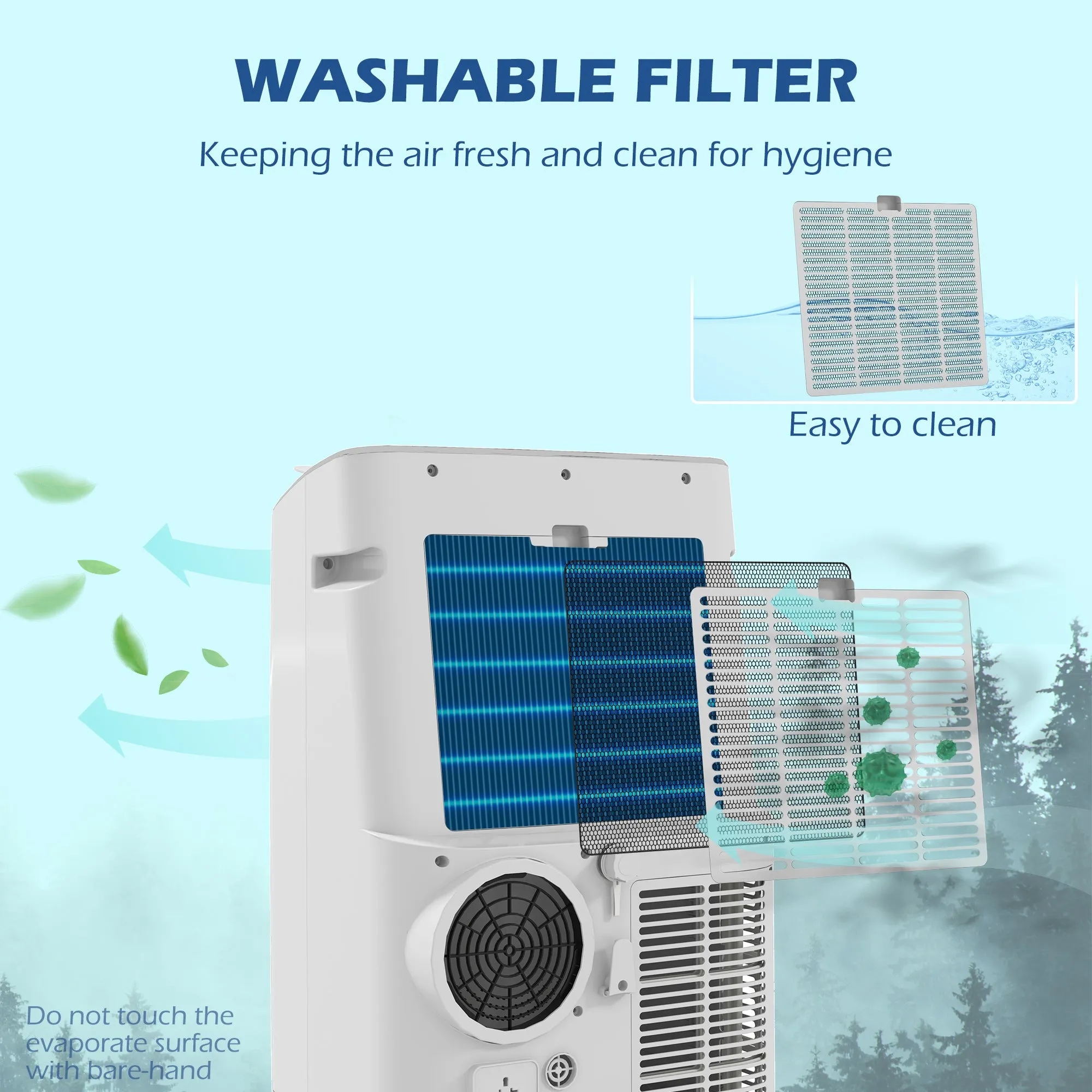 14,000 BTU Mobile Air Conditioner, Smart Home WiFi Compatible, with Heater, Cooler, Dehumidifier, Fan, 24H Timer