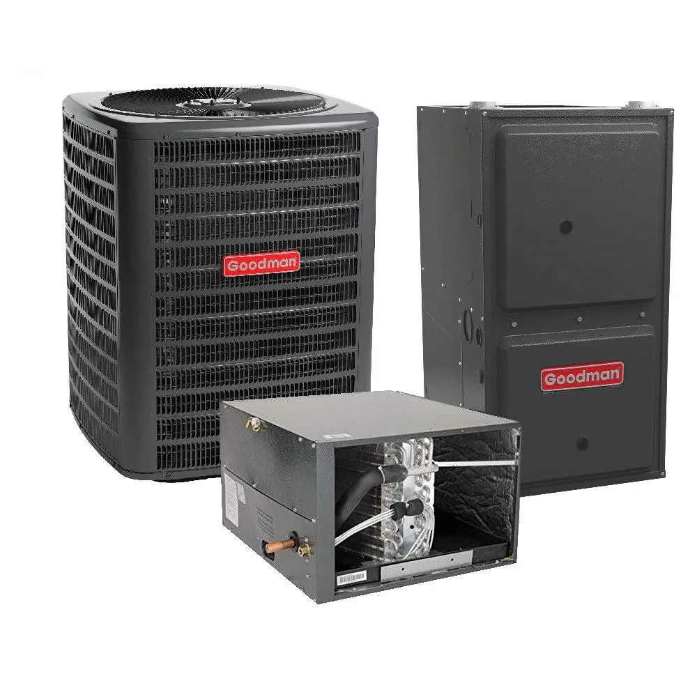 1.5 Ton 14.5 SEER2 Goodman Air Conditioner GSXN401810 and 97% AFUE 60,000 BTU Gas Furnace GCVM970603BN Horizontal System with Coil CHPTA1822A4