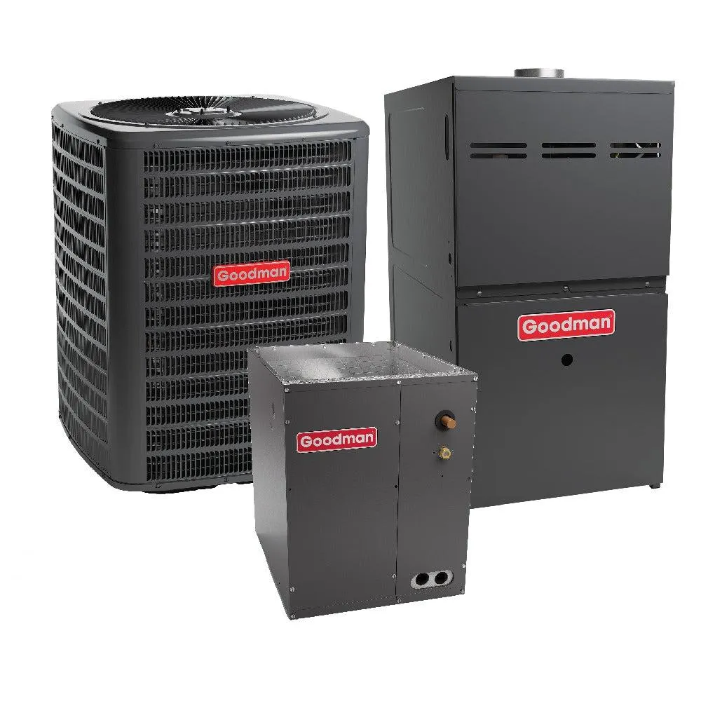 1.5 Ton 15 SEER2 Goodman Air Conditioner GSXM401810 and 80% AFUE 60,000 BTU Gas Furnace GMVC800603BN Upflow System with Coil CAPTA1818B4