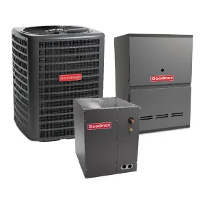 1.5 Ton 15 SEER2 Goodman Air Conditioner GSXN401810 and 80% AFUE 60,000 BTU Gas Furnace GCVC800603BX Downflow System with Coil CAPTA1818B4