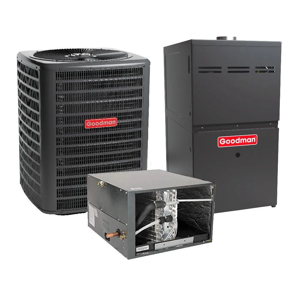 1.5 Ton 15.2 SEER2 Goodman Air Conditioner GSXH501810 and 80% AFUE 60,000 BTU Gas Furnace GMVC800604BN Horizontal System with Coil CHPTA1822A4