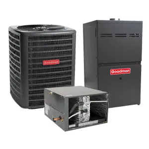 1.5 Ton 15.2 SEER2 Goodman Air Conditioner GSXH501810 and 80% AFUE 80,000 BTU Gas Furnace GMVS800805CU Horizontal System with Coil CHPTA2426C4