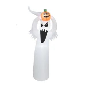 1.8 M Halloween Glowing Inflation Model, White Ghost Little Ghost Lifting Pumpkin Yard Balloons Decoration