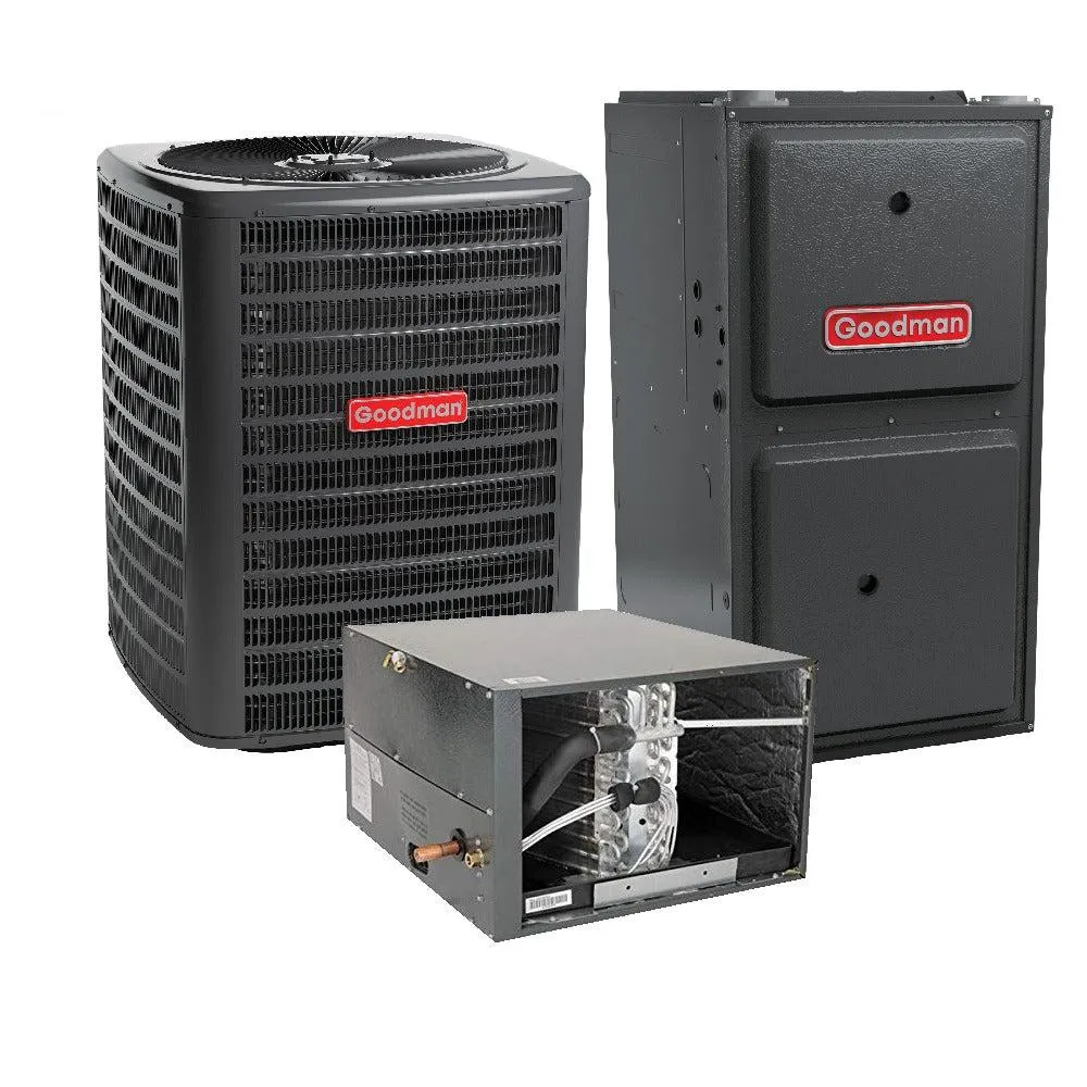 2 Ton 14.5 SEER2 Goodman Air Conditioner GSXH502410 and 96% AFUE 60,000 BTU Gas Furnace GM9C960603AN Horizontal System with Coil CHPTA3026C4