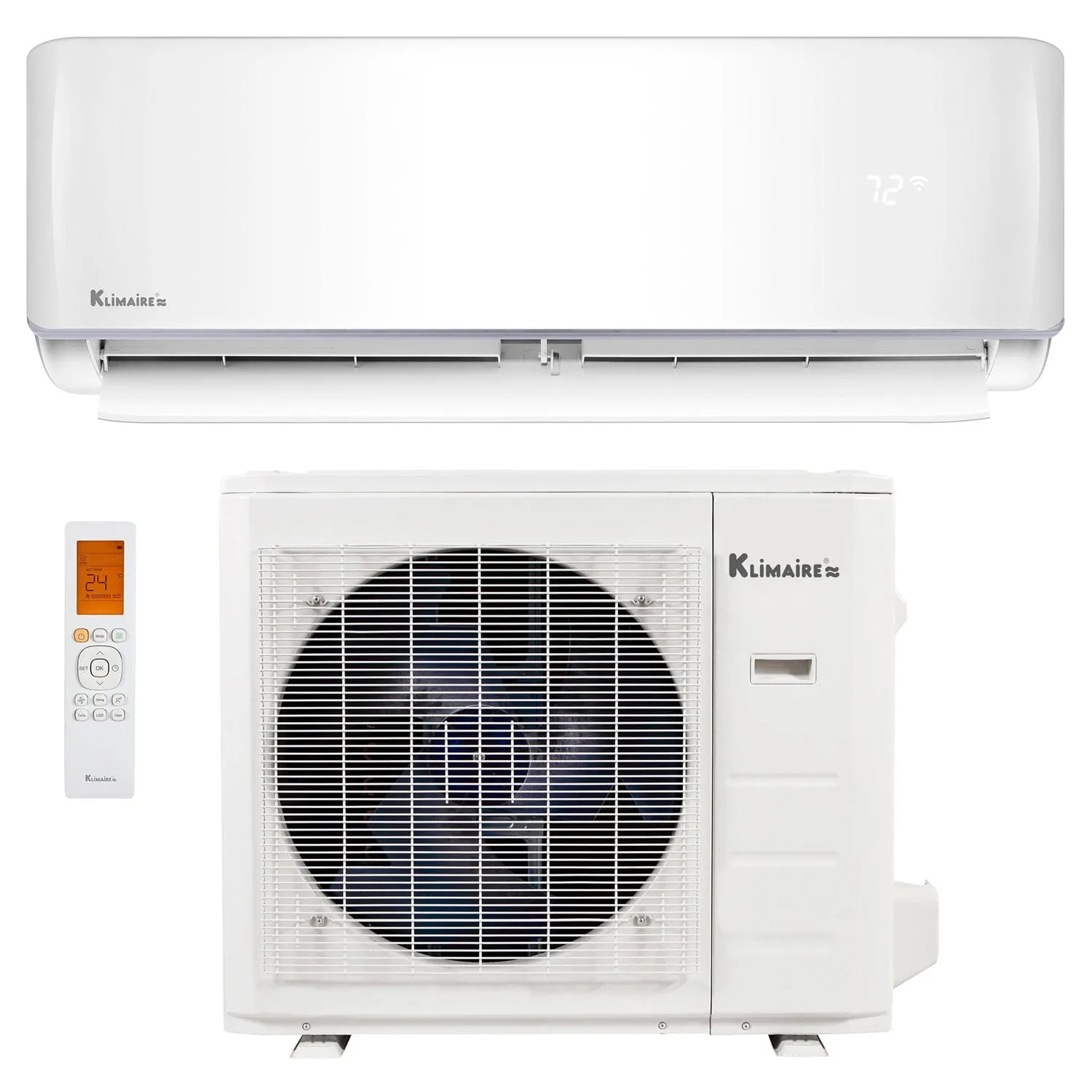 24,000 BTU Klimaire 21 SEER2 Ductless Mini-Split Inverter Air Conditioner Heat Pump WiFi Enabled System (230 Volt)