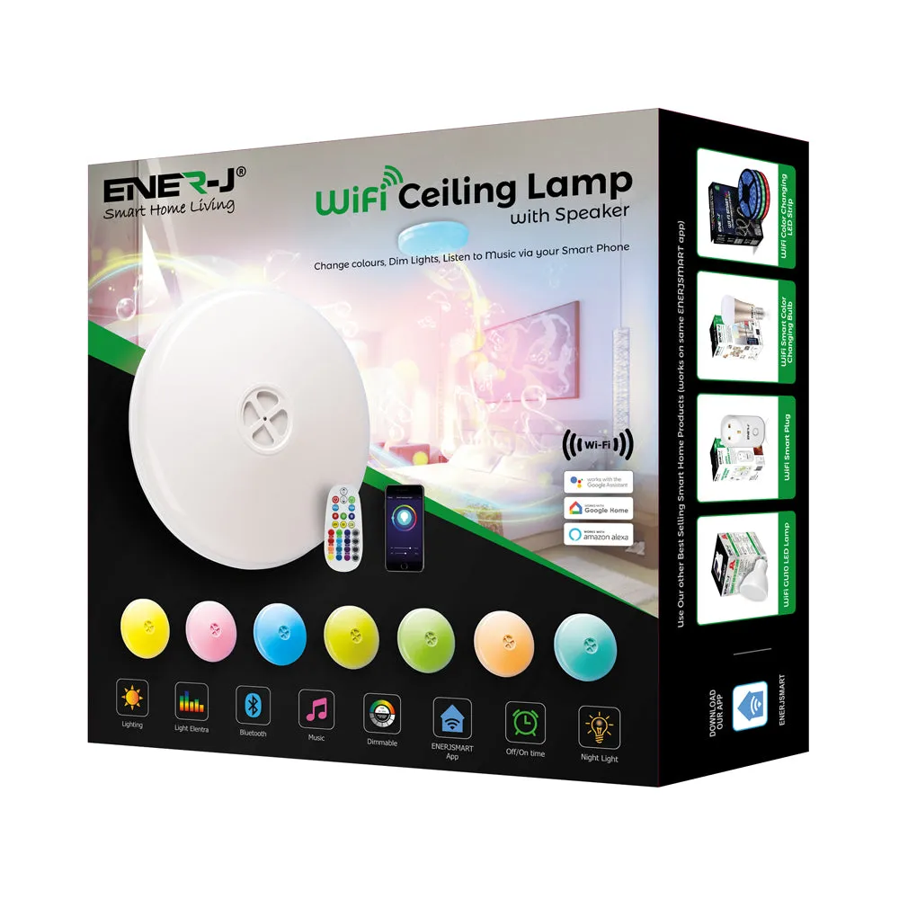 24W Wi-Fi Ceiling Lights RGB W WW, Dimmable with Bluetooth Speaker, Amazon Alexa and Google Home Compatible