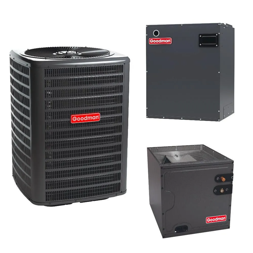 2.5 Ton 15.2 SEER2 Goodman Air Conditioner GSXH503010 with Modular Blower MBVC1201AA-1 and Vertical Coil CAPTA3022B4