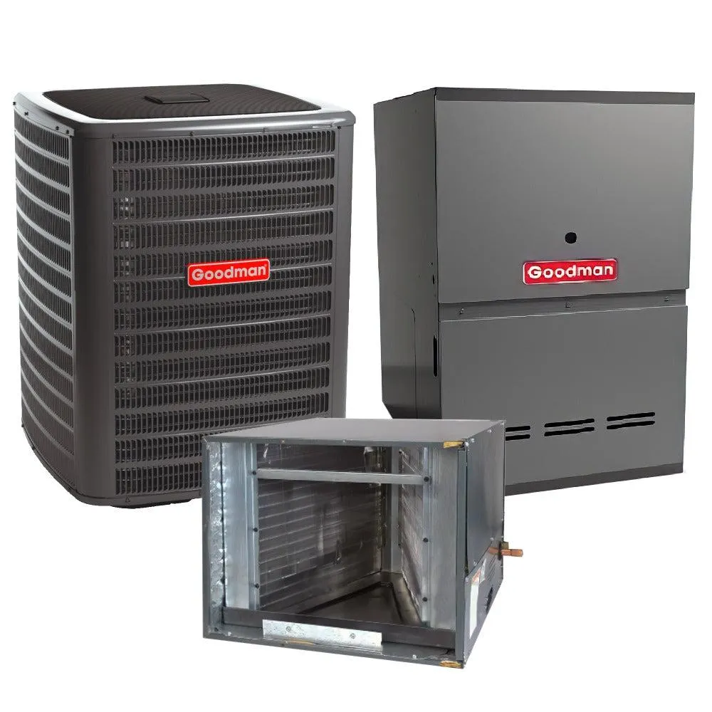 3 Ton 17.2 SEER2 Goodman Air Conditioner GSXC703610 and 80% AFUE 80,000 BTU Gas Furnace GCVC800805CX Horizontal System with Coil CHPT4860D4