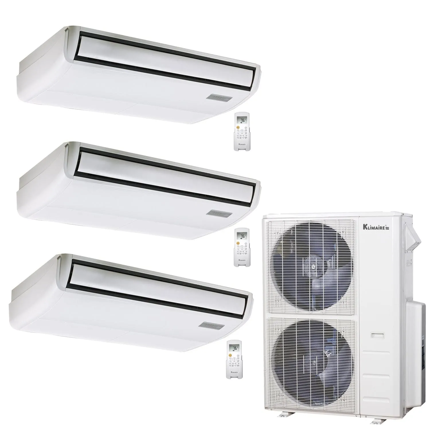 3-Zone Klimaire 21.1 SEER2 Multi Split Floor-ceiling Air Conditioner Heat Pump System 18 18 18