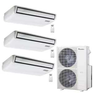 3-Zone Klimaire 21.1 SEER2 Multi Split Floor-ceiling Air Conditioner Heat Pump System 18 18 24