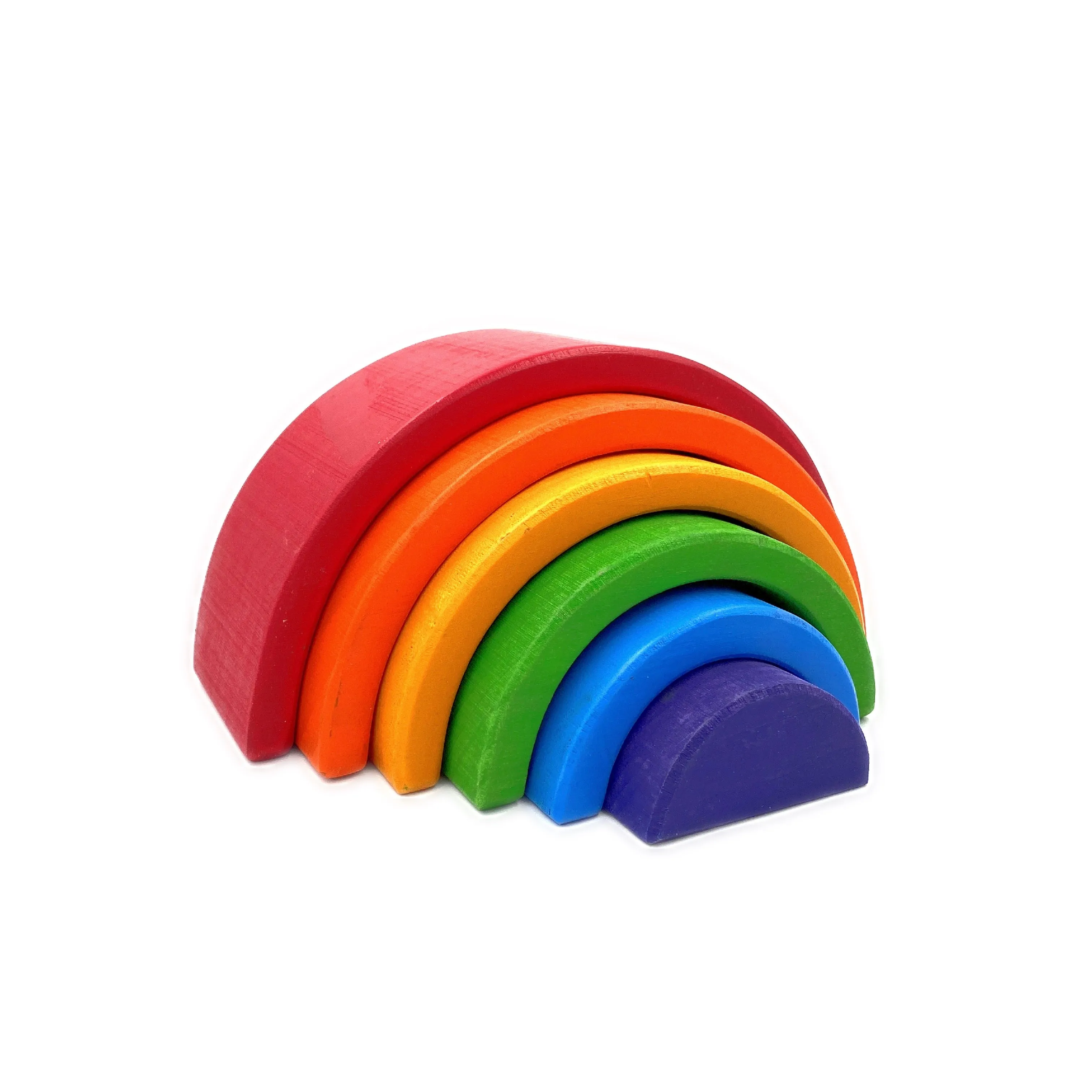 6 Pcs Small Rainbow Stacking Blocks in Primary Colors