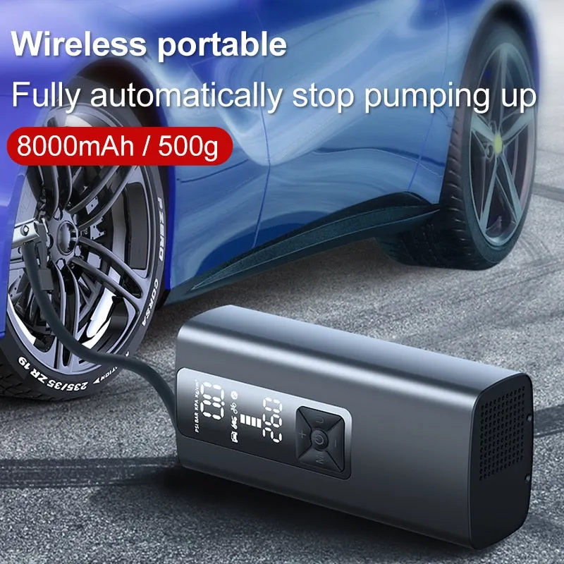 8000mAh Car Air Compressor 12V 150PSI Electric Wireless Portable Tire Inflator Pump for Motorcycle Bicycle/Boat AUTO Tyre/Balls