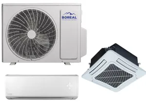 Boreal 24,000 BTU 21 SEER2 Dual Zone Wall Mounted/Ceiling Cassette Mini Split System (12k, 12k) 208-230V