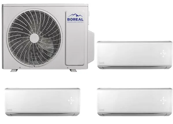 Boreal 30,000 BTU 21 SEER2 Tri Zone Wall Mount Ductless Mini Split System (12k, 12k, 9k) 208-230V