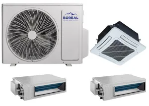 Boreal 36,000 BTU 21 SEER2 Tri Zone Ceiling Cassette/Slim Duct Mini Split System (12k, 12k, 12k) 208-230V