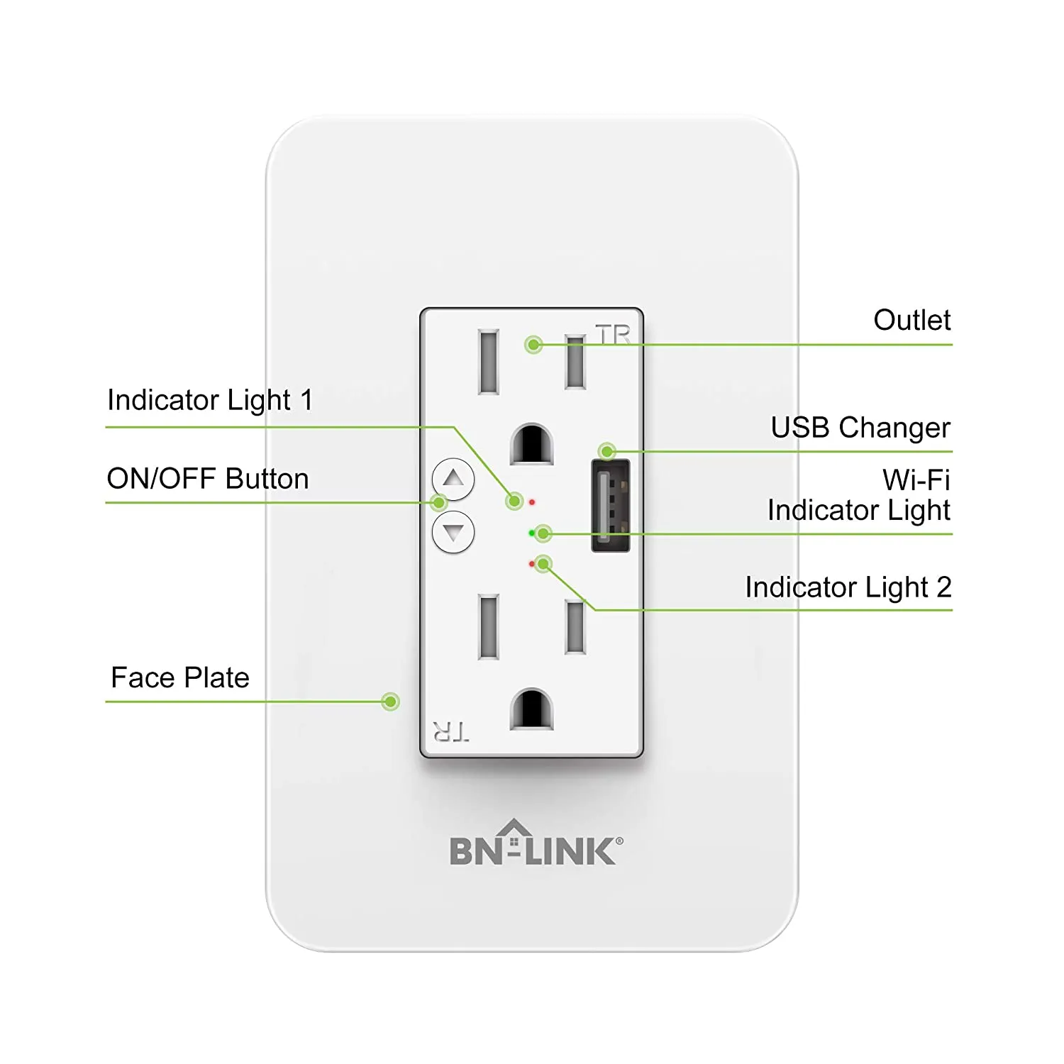 Electrical Outlet Wifi In-Wall Smart WiFi Outlet with High Speed 2.1A USB Port