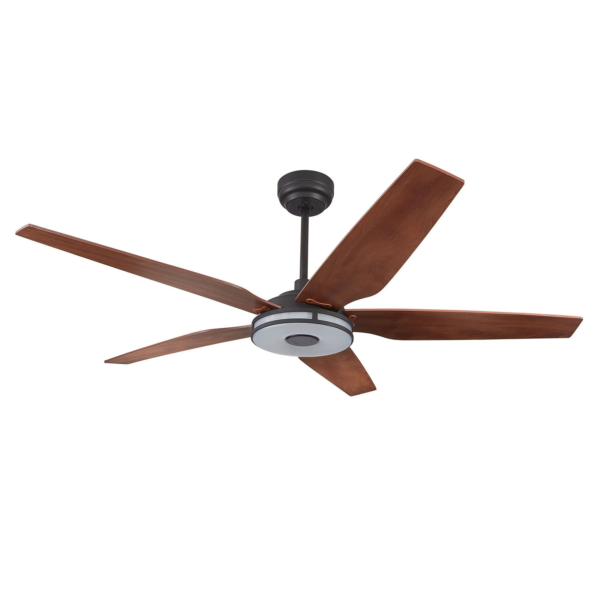 ELIRA 52 inch 5-Blade Smart Ceiling Fan with LED Light Kit & Remote - Black/Wood Grain