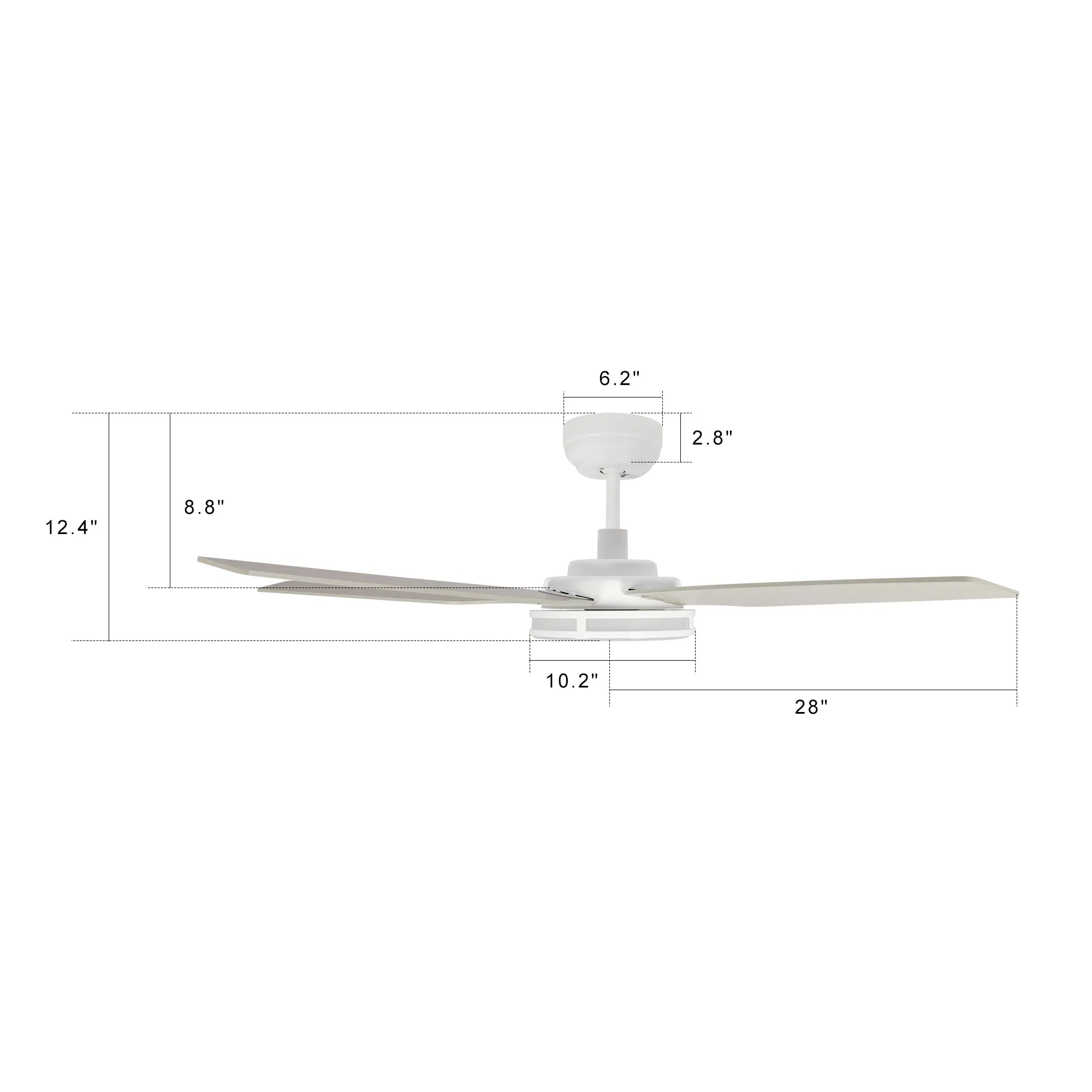 ELIRA 56 inch 5-Blade Smart Ceiling Fan with LED Light Kit & Remote - White/Gray Wood