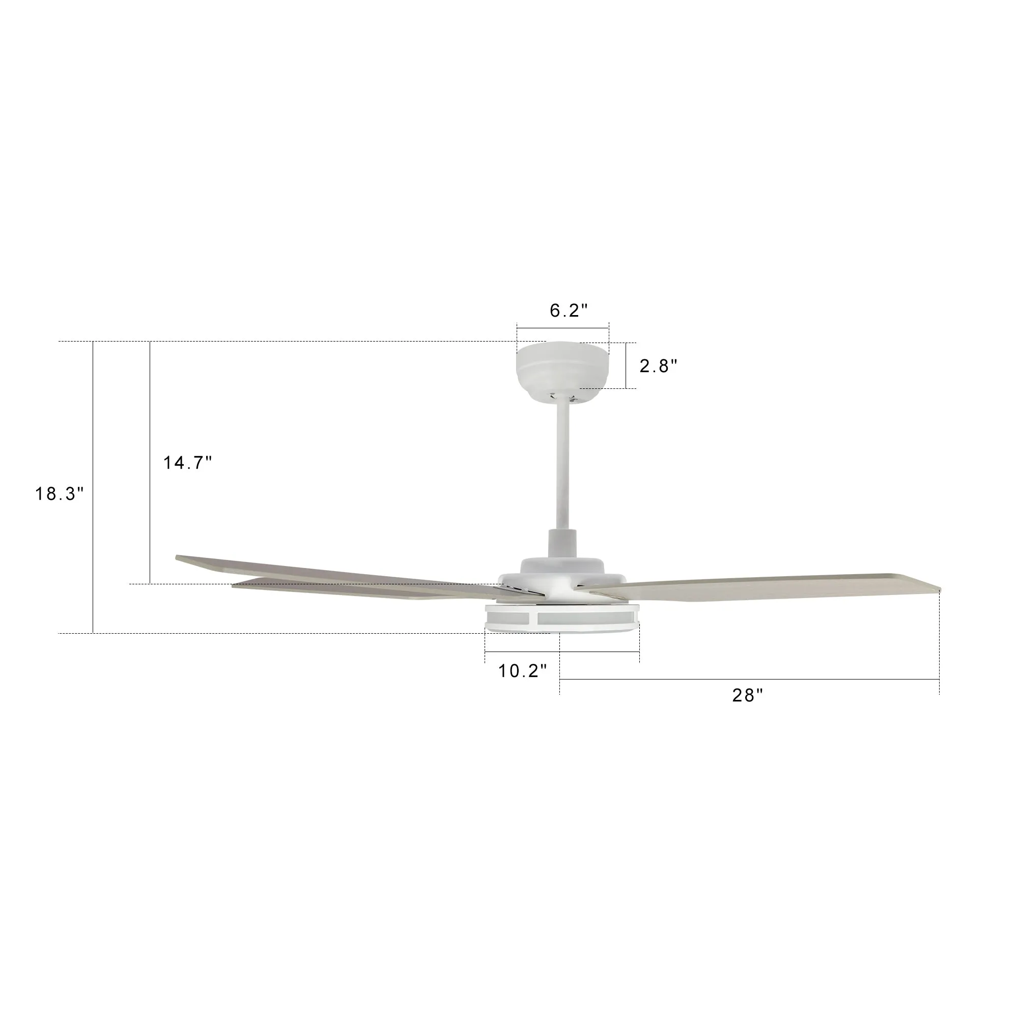 ELIRA 56 inch 5-Blade Smart Ceiling Fan with LED Light Kit & Remote - White/Gray Wood