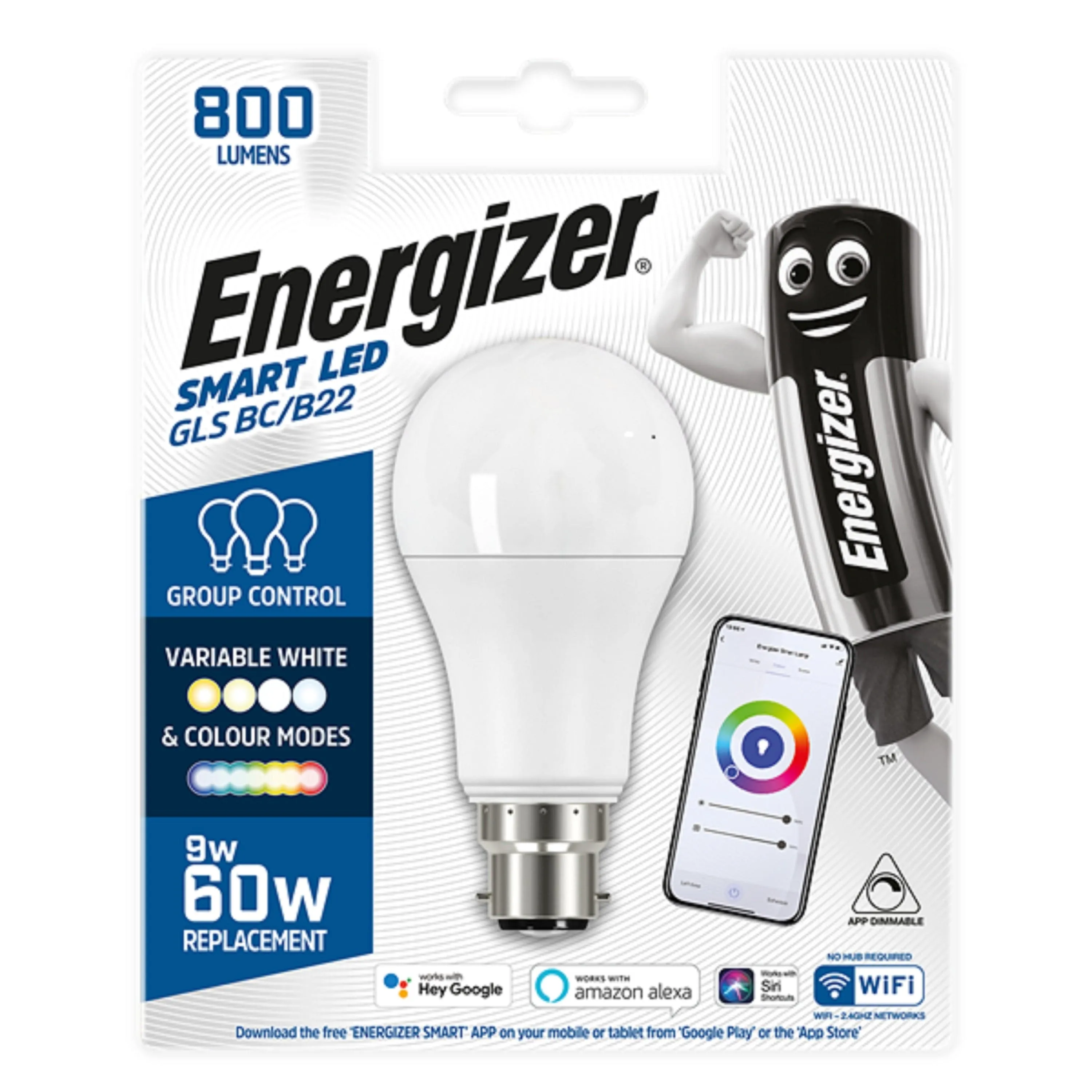 Energizer 9W Smart Led B22 Glass Bulb