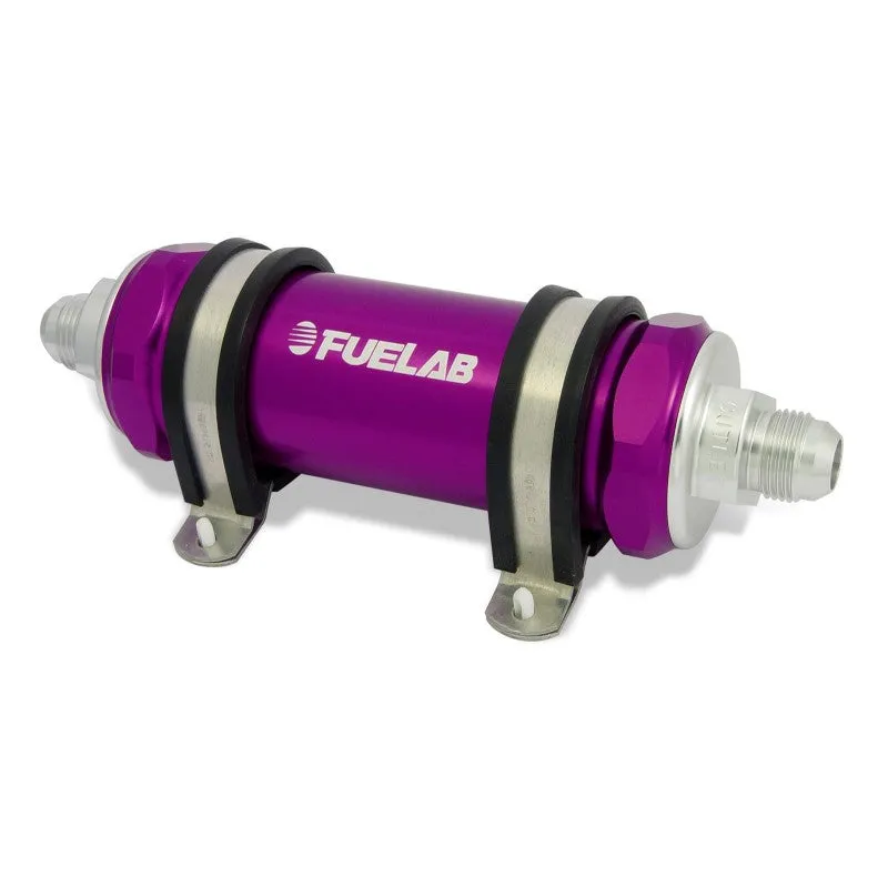 FUELAB 82824-4 In-Line Fuel Filter (12AN in/out, 5 inch 100 micron stainless steel element) Purple