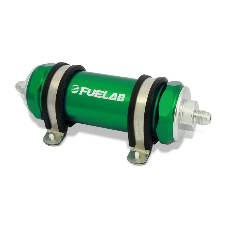 FUELAB 82832-6 In-Line Fuel Filter (8AN in/out, 5 inch 6 micron fiberglass element) Green