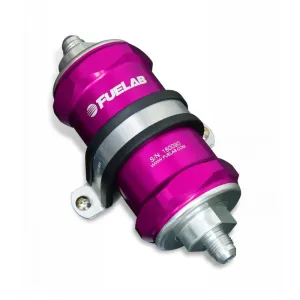 FUELAB 84802-4 In-Line Fuel Filter With Check Valve (8AN in/out, 3 inch 10 micron paper element) Purple