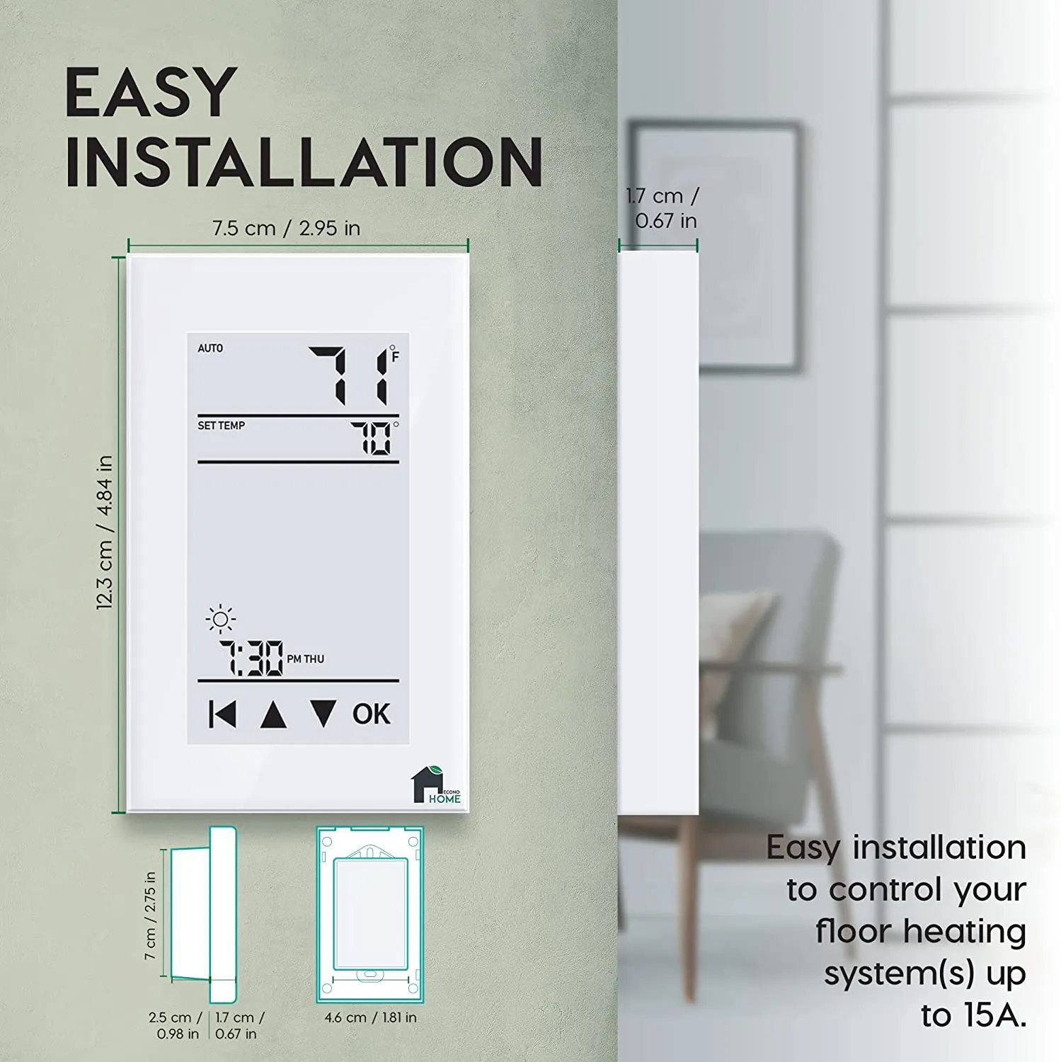 GFCI WiFi Thermostat - Programmable 4-Inch Touchscreen