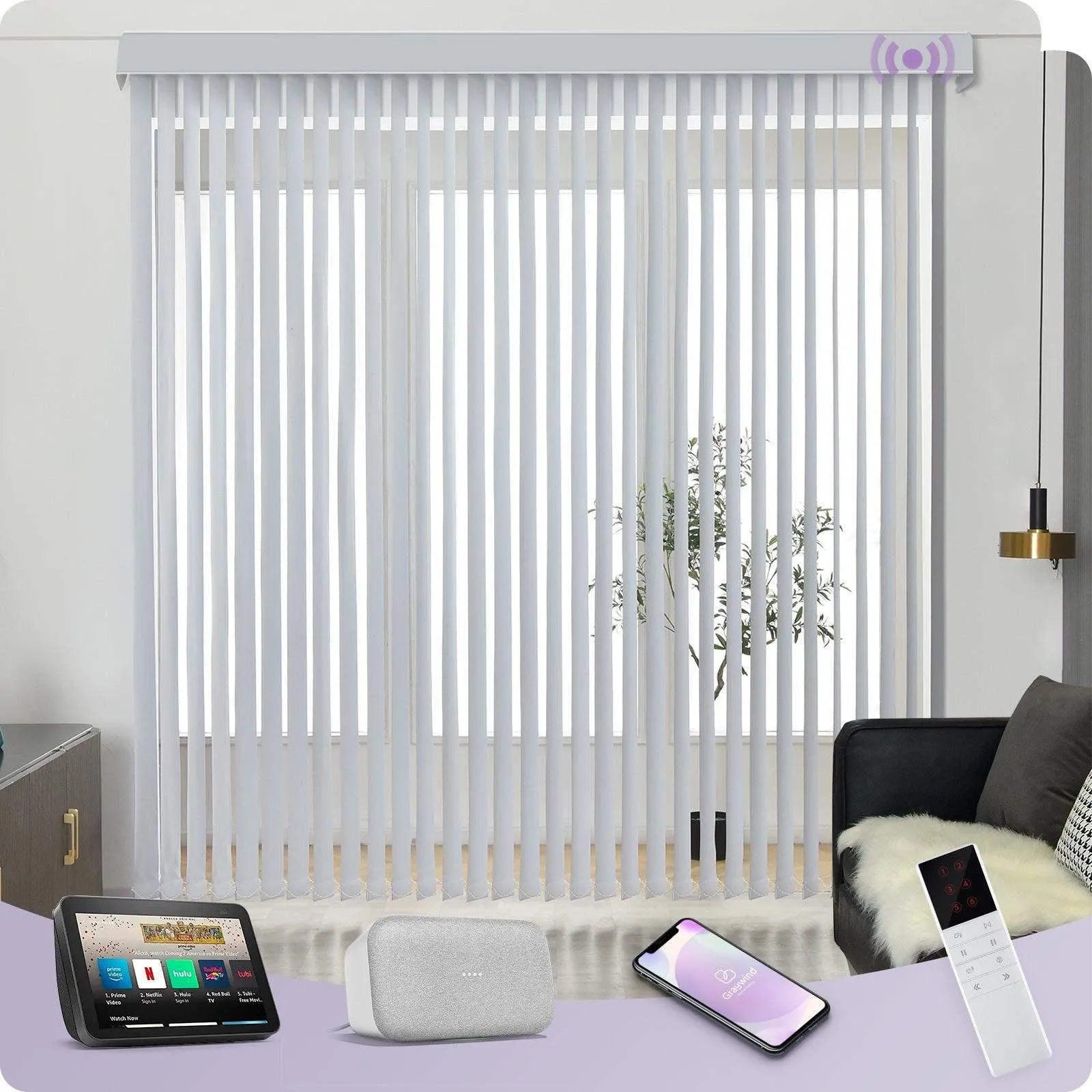 Graywind Smart Vertical Blinds | Blackout Series | Customizable