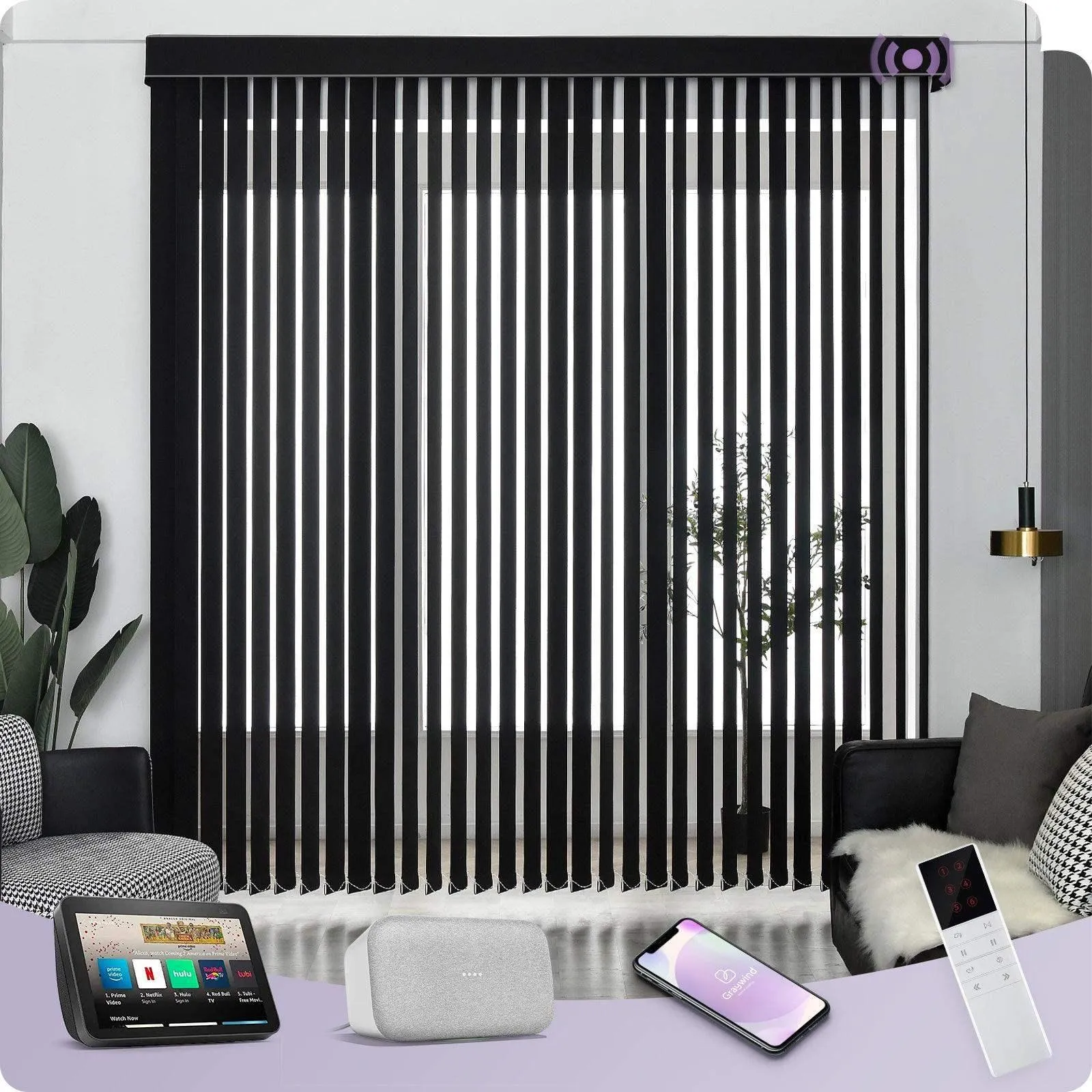 Graywind Smart Vertical Blinds | Blackout Series | Customizable