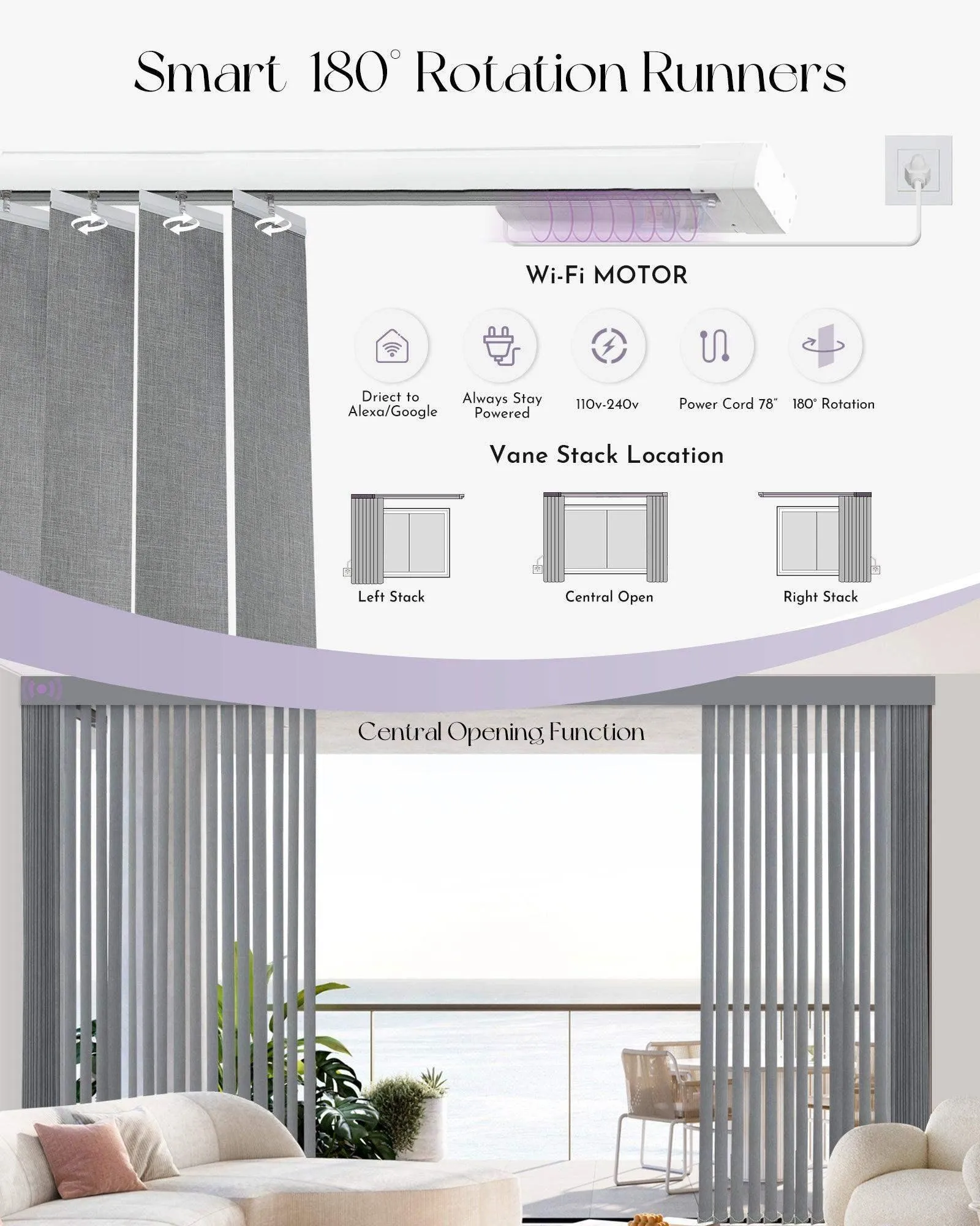 Graywind Smart Vertical Blinds | Blackout Series | Customizable