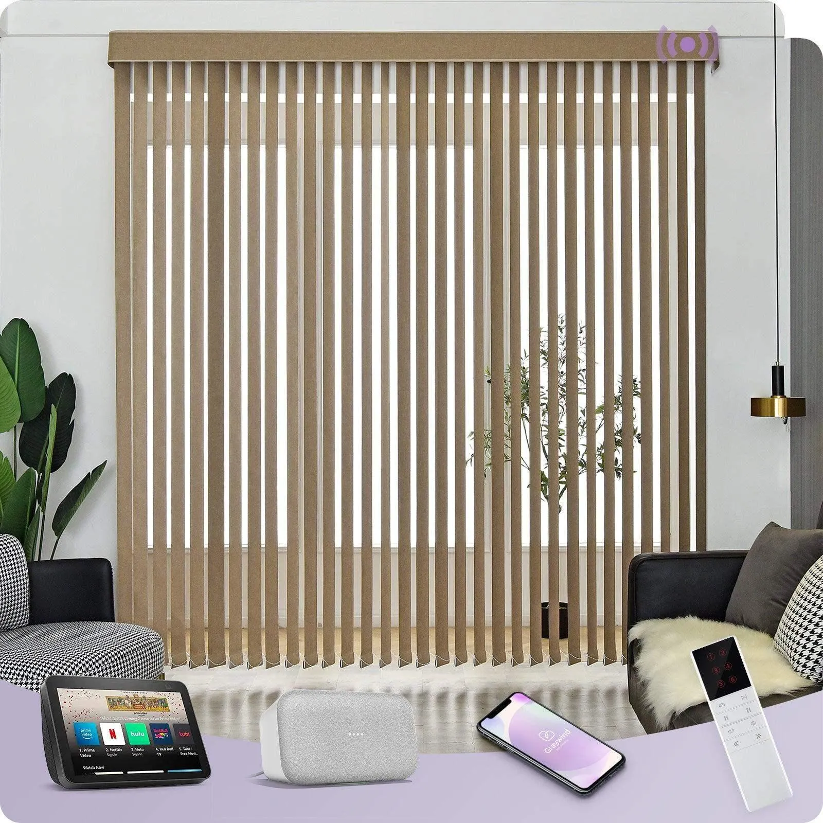 Graywind Smart Vertical Blinds | Blackout Series | Customizable