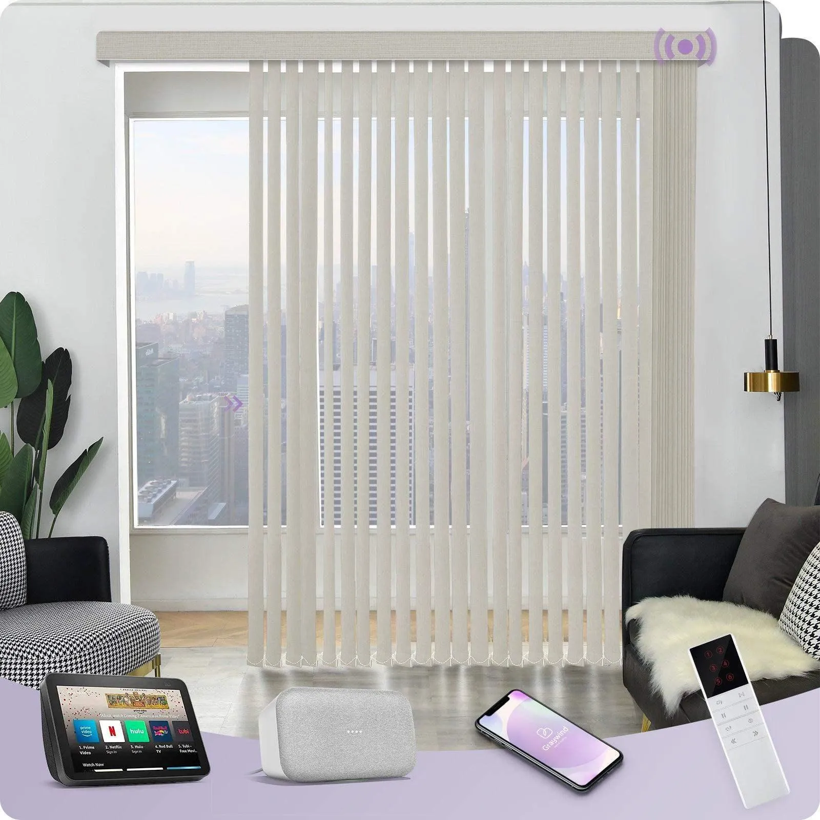 Graywind Smart Vertical Blinds | Blackout Series | Customizable