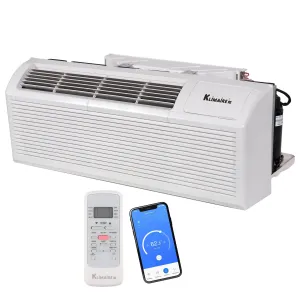 Klimaire PTAC 12,000 Btu Air Conditioner Heat Pump R-32 with 3.5kW Heater and Wi-Fi - 208-230V 20A