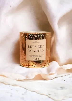 Lets Get Toasted! Gold Glass Freckled Candle by Febe Candles