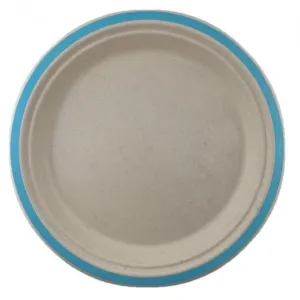 Light Blue Sugarcane Plate 230mm 10pk