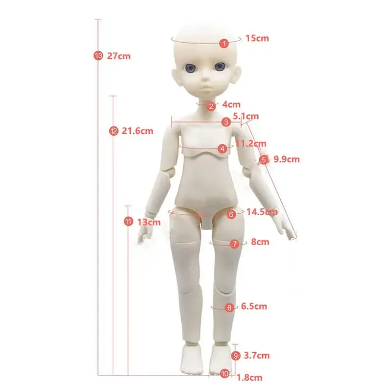 New Cute Makeup Doll's Head 1/6 Mjd Joints |Movable Body |Dress Up Accessories |Girls Dress Up Toy