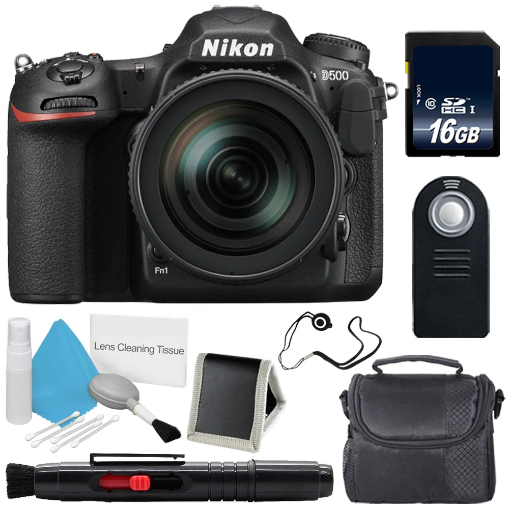 Nikon D500 DSLR Camera with 16-80mm Lens (International Model)   Carrying Case   Universal Wireless Remote Shutter Release Base Bundle