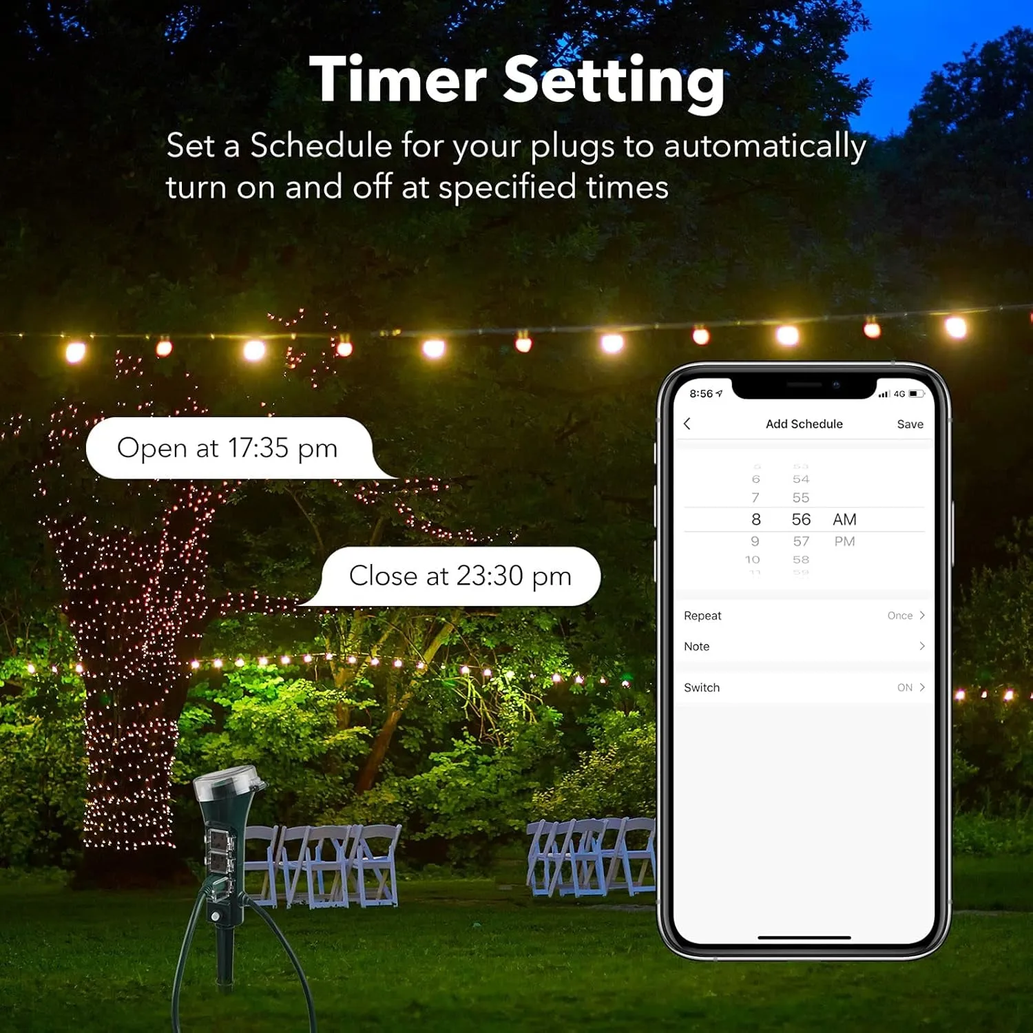 Outdoor Smart Plug Waterproof Wifi Outdoor Outlet Timer with 6 Grounded Outlets, Remote & Voice Control Heavy Duty Yard Stake Plug Compatible with Alexa and Google Assistant No Hub Required