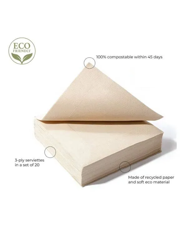 Recycled Plain Paper Serviette (Wholesale)