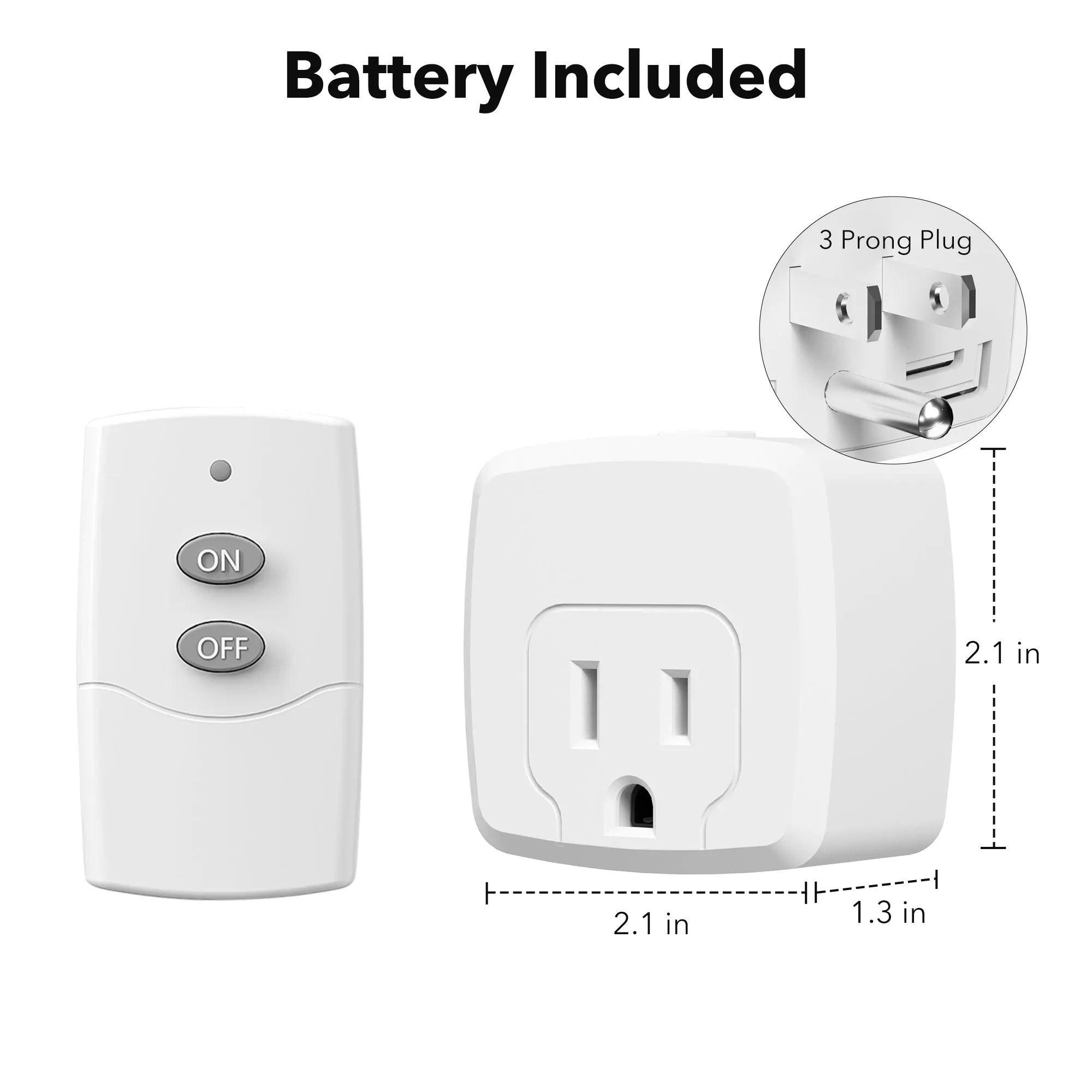 Remote Control Mini Wireless Light Switch Outlet 3 Outlets HBN