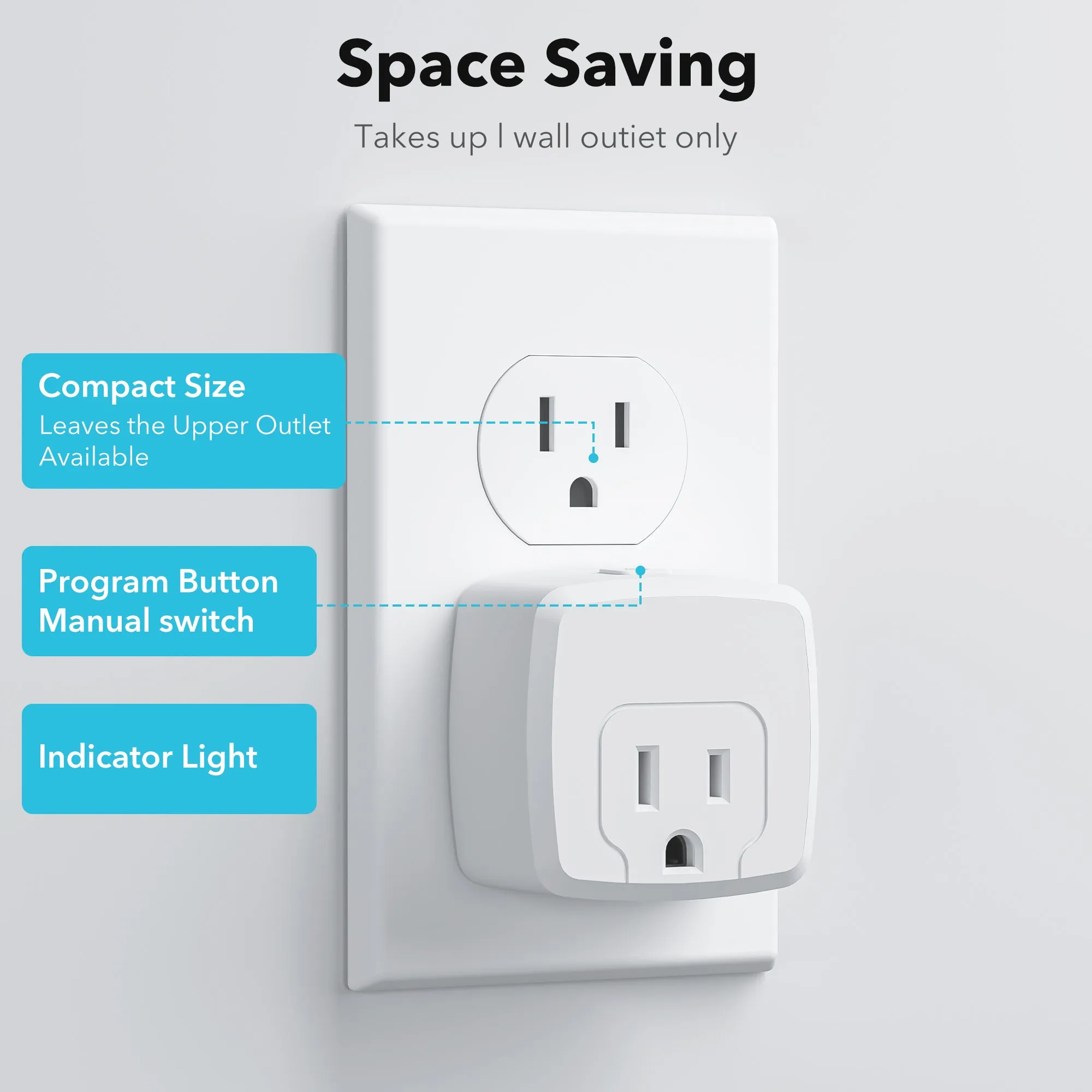 Remote Control Mini Wireless Light Switch Outlet 3 Outlets HBN