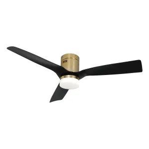 SPEZIA 52 inch 3-Blade Flush Mount Smart Ceiling Fan with LED Light Kit & Remote - Gold/Black