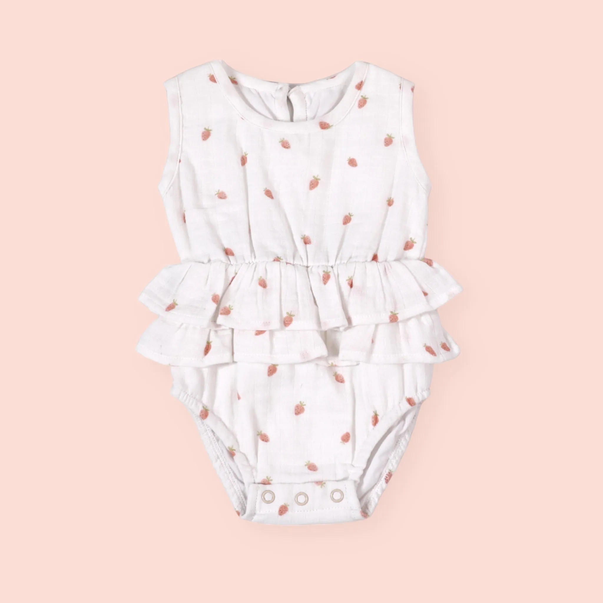 Strawberry 2-Tier Ruffle Baby Romper (Organic Muslin)