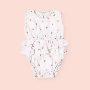 Strawberry 2-Tier Ruffle Baby Romper (Organic Muslin)