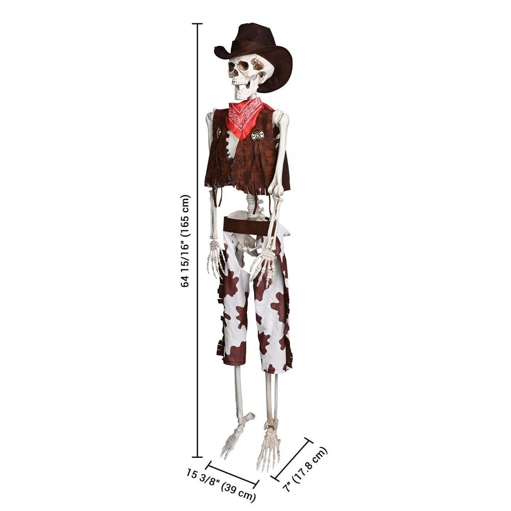 TheLAShop 5.4ft Skeleton with Cowboy Costumes Halloween Props