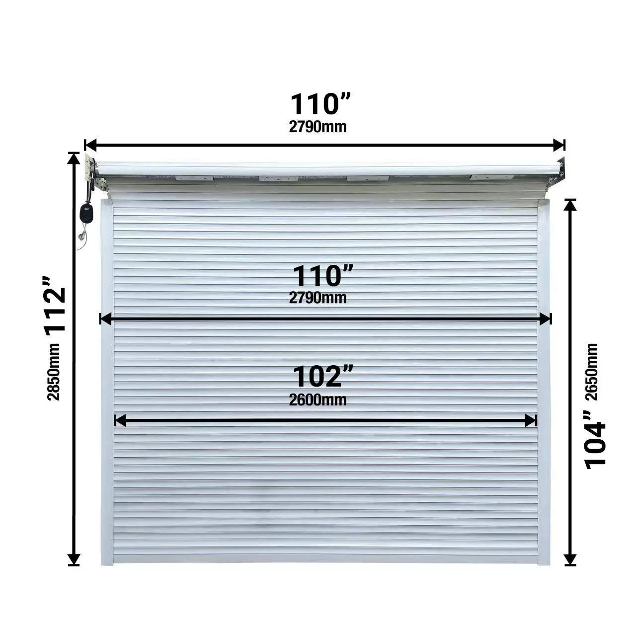 TMG Industrial Motorized Roll-Up Door Kit for TMG-MS25 Series Metal Barn Sheds, With Two Remote Controls, AC Motor, TMG-MS2500-RD101