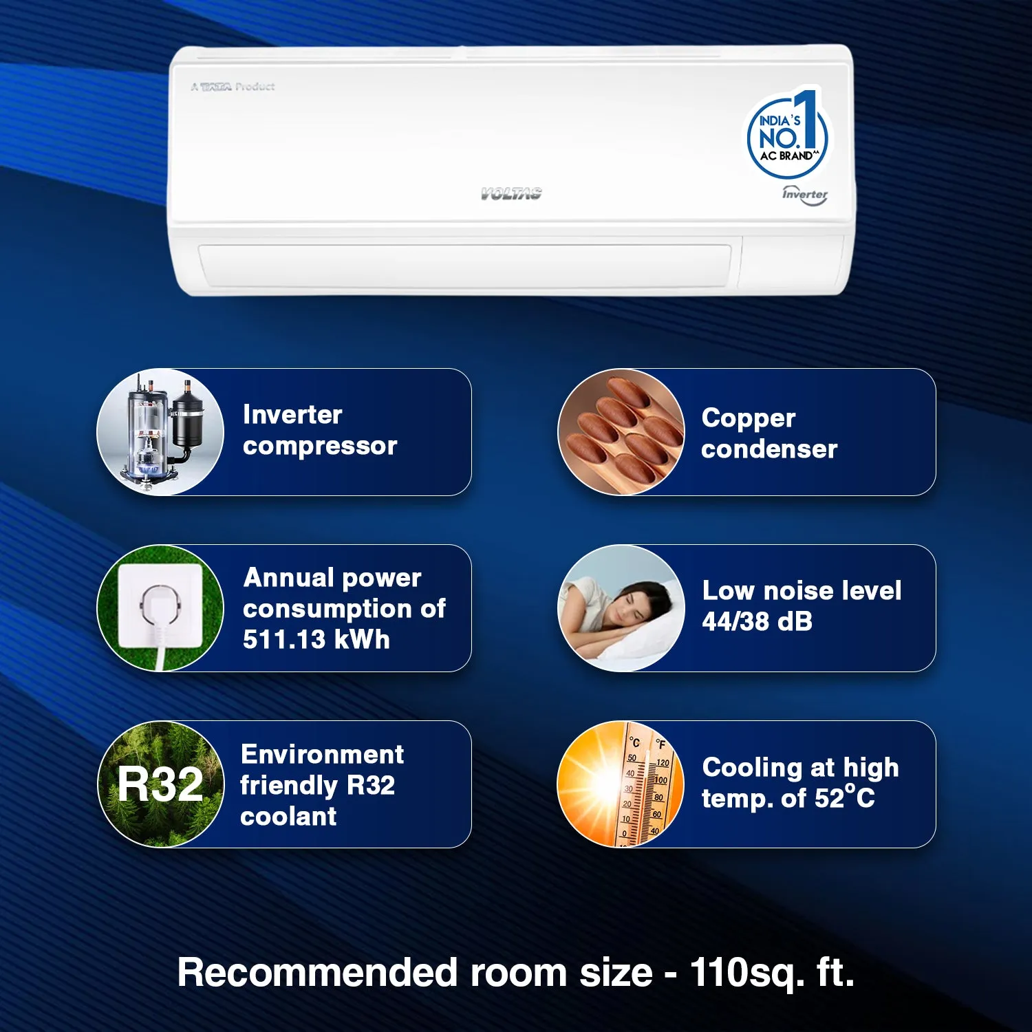 Voltas 1 Ton 5-Star Adjustable Inverter Split Air Conditioner - Model 125V CAW