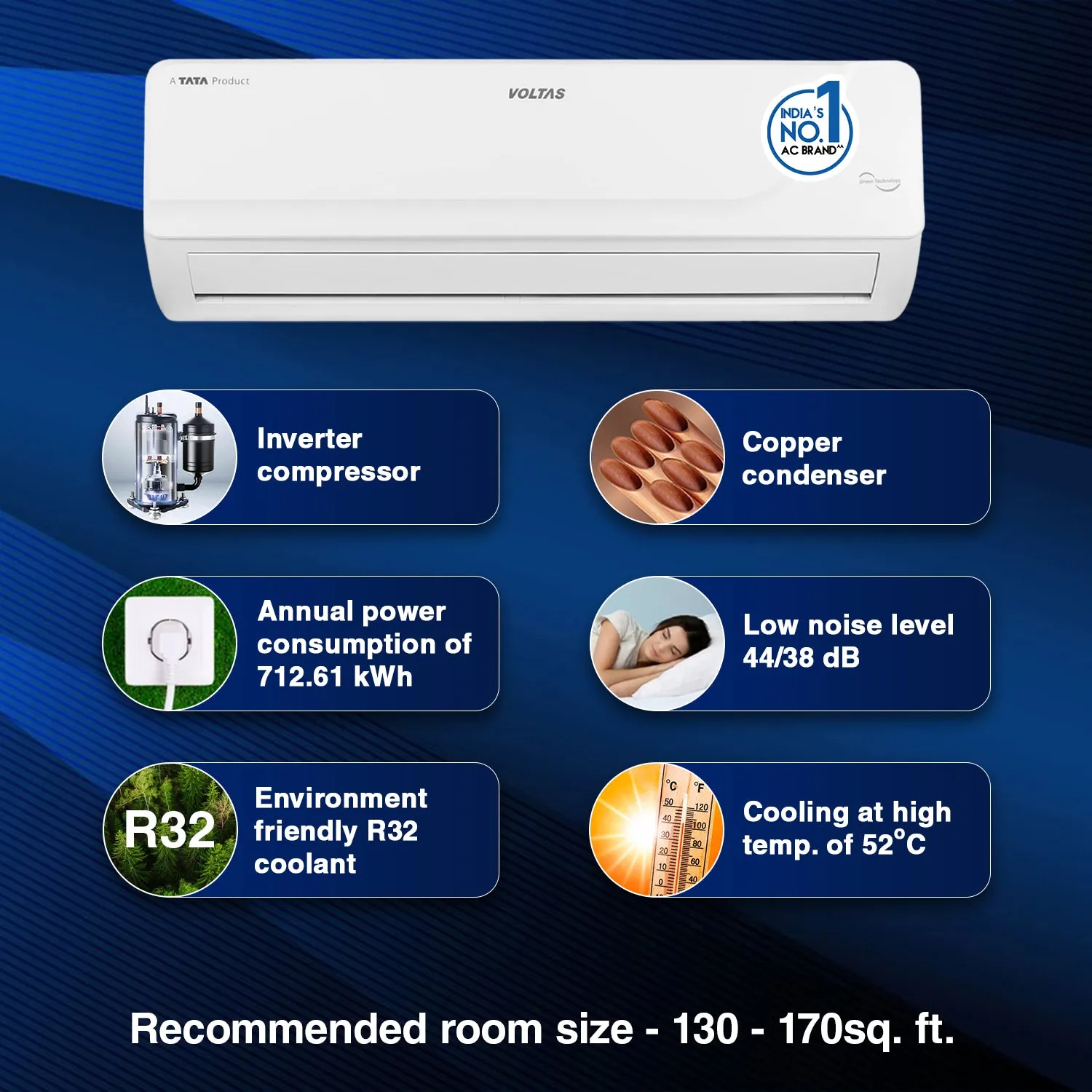 Voltas Adjustable Inverter Split AC, 1.4 Ton, 5 star - 175V CAR